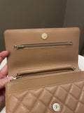 Chanel Classic Quilted Wallet on Chain Dark Nude Beige Caviar