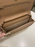 Chanel Classic Quilted Wallet on Chain Dark Nude Beige Caviar