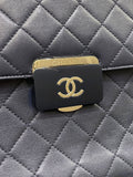 Chanel Quilted Large Shopper Tote Blue Grainy Goatskin