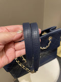 Chanel Quilted Large Shopper Tote Blue Grainy Goatskin