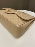 Chanel Classic Quilted Jumbo Single Flap Beige Caviar