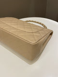 Chanel Classic Quilted Jumbo Single Flap Beige Caviar