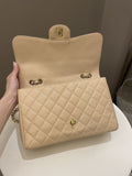 Chanel Classic Quilted Jumbo Single Flap Beige Caviar