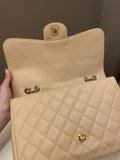 Chanel Classic Quilted Jumbo Single Flap Beige Caviar