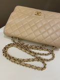 Chanel Classic Quilted Jumbo Single Flap Beige Caviar