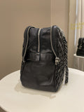 Chanel Dual Zip Quilted Bowling Bag Black Lambskin