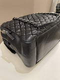 Chanel Dual Zip Quilted Bowling Bag Black Lambskin