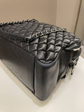 Chanel Dual Zip Quilted Bowling Bag Black Lambskin