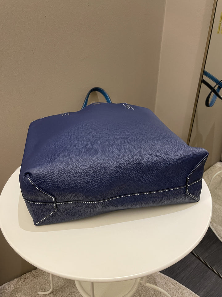 Hermes Double Sens Tote 45 Blue Sapphire / Blue Paradise Clemence