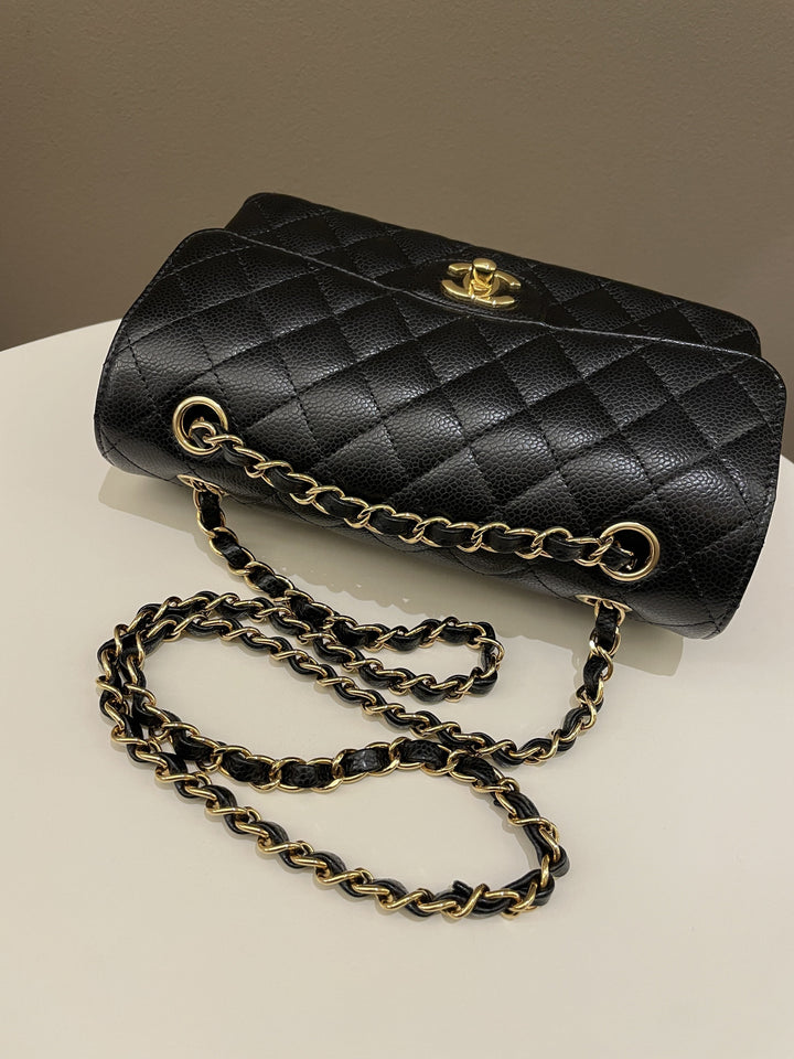 Chanel Classic Quilted Small Double Flap Black Caviar