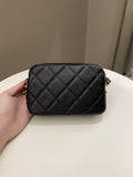 Chanel 22P Quilted Camera Sling Bag Black Caviar