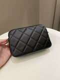 Chanel 22P Quilted Camera Sling Bag Black Caviar