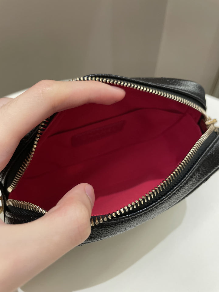 Chanel 22P Quilted Camera Sling Bag Black Caviar