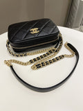 Chanel 22P Quilted Camera Sling Bag Black Caviar
