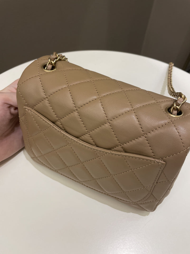 Chanel Pearl Crush Mini Square Dark Beige Lambskin