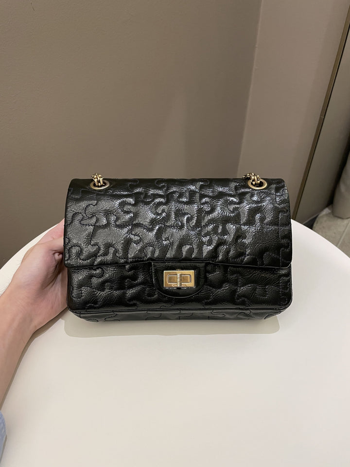 Chanel 2.55 225 Puzzle Reissue Double Flap Dark Blue Patent