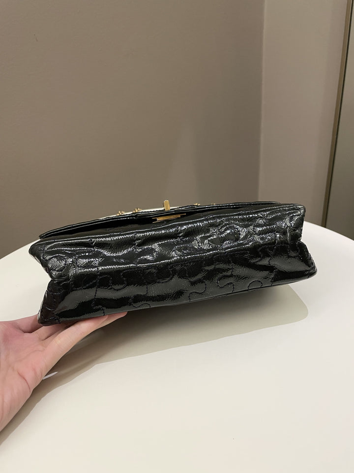 Chanel 2.55 225 Puzzle Reissue Double Flap Dark Blue Patent