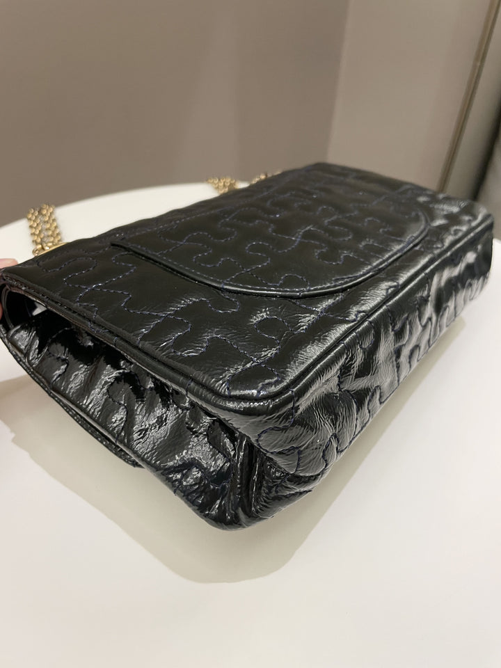 Chanel 2.55 225 Puzzle Reissue Double Flap Dark Blue Patent