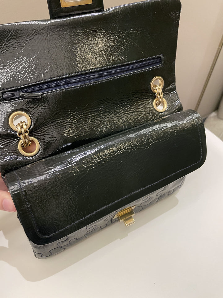 Chanel 2.55 225 Puzzle Reissue Double Flap Dark Blue Patent