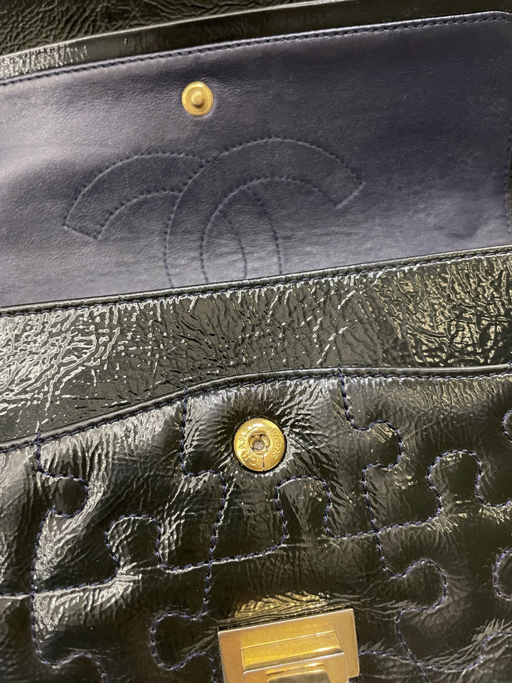 Chanel 2.55 225 Puzzle Reissue Double Flap Dark Blue Patent