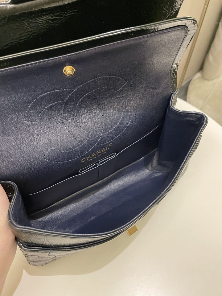 Chanel 2.55 225 Puzzle Reissue Double Flap Dark Blue Patent