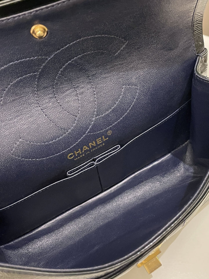 Chanel 2.55 225 Puzzle Reissue Double Flap Dark Blue Patent