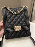 Chanel Quilted North South Boy Black Caviar