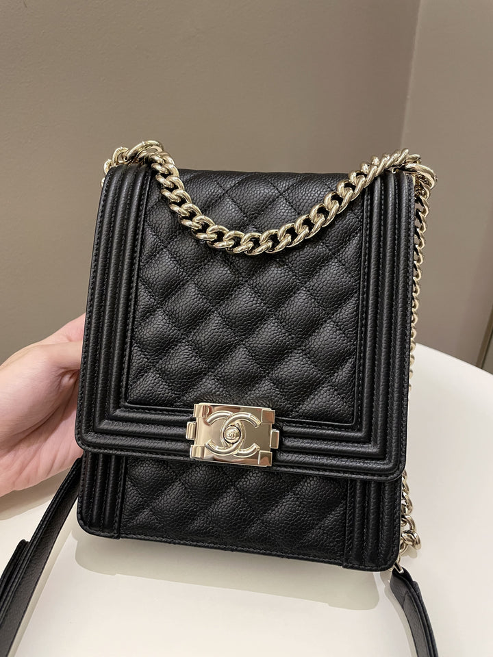 Chanel Quilted North South Boy Black Caviar