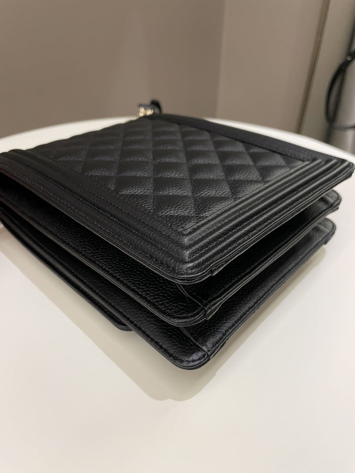 Chanel Quilted North South Boy Black Caviar