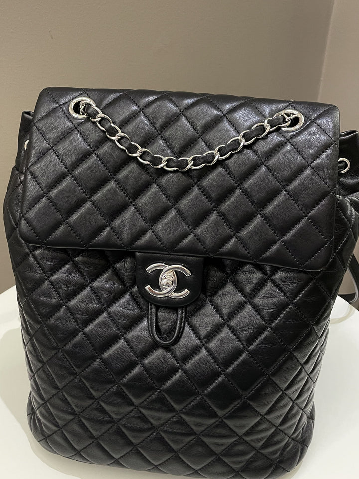 Chanel Quilted Urban Spirit Backpack Black Lambskin