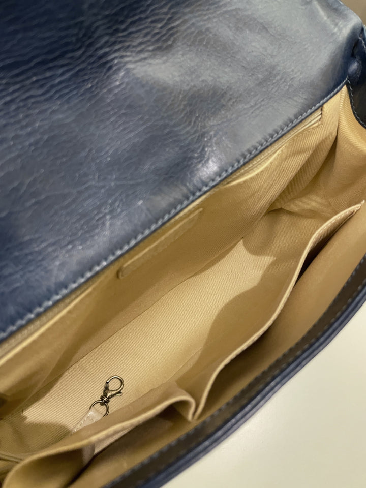 Chanel Quilted Boy Large Blue Age Calfskin