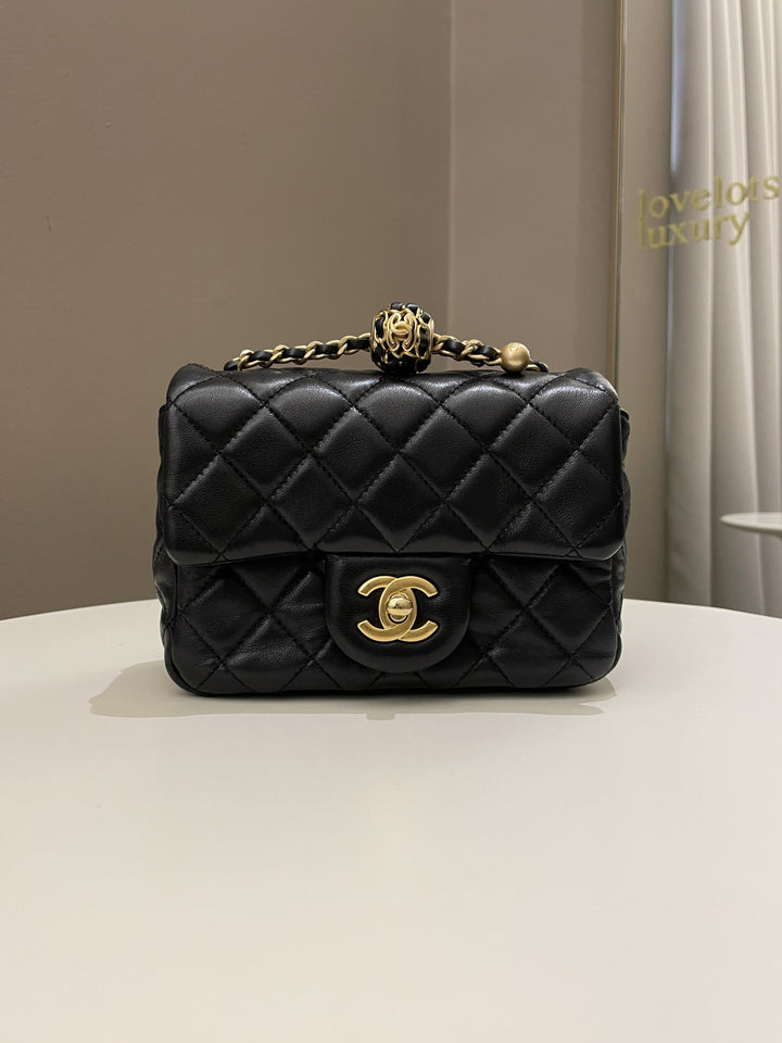 Chanel Pearl Crush Mini Square Black Lambskin