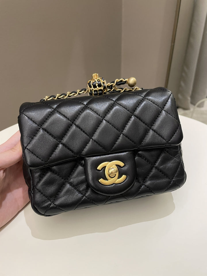 Chanel Pearl Crush Mini Square Black Lambskin
