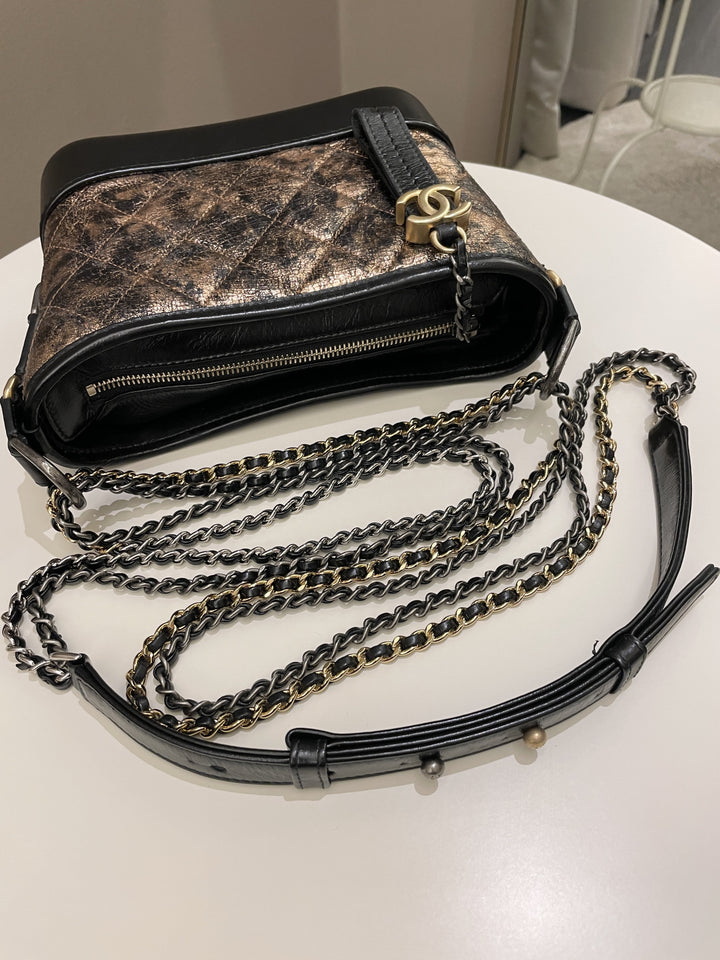 Chanel Gabrielle Hobo Bronze Metallic Calfskin