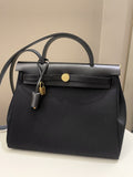 Hermes Herbag Zip 31 Black Canvas