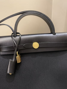 Hermes Herbag Zip 31 Black Canvas