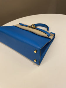 Hermes Mini Kelly 20 Bleu Hydra Chèvre