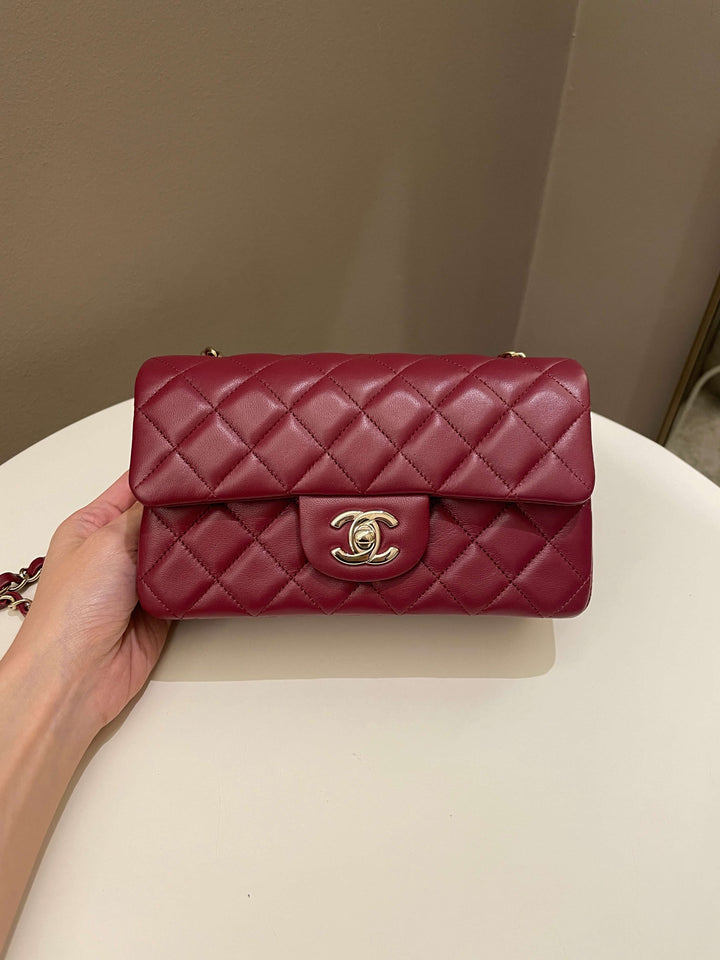 Chanel 22A Quilted Mini Rectangular Burgundy Lambskin