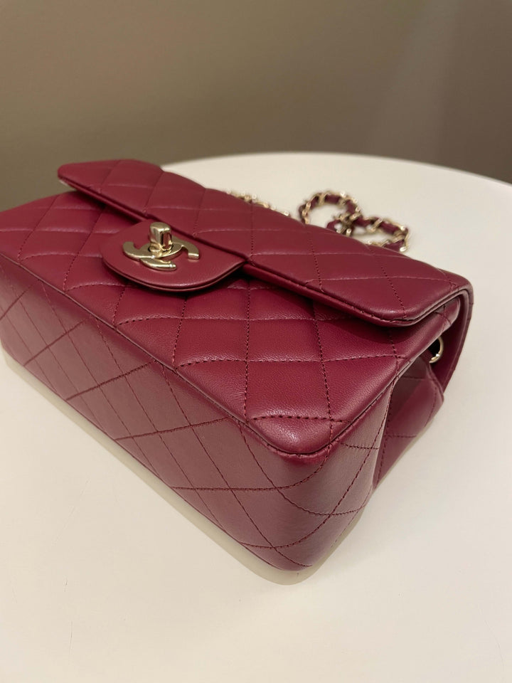 Chanel 22A Quilted Mini Rectangular Burgundy Lambskin