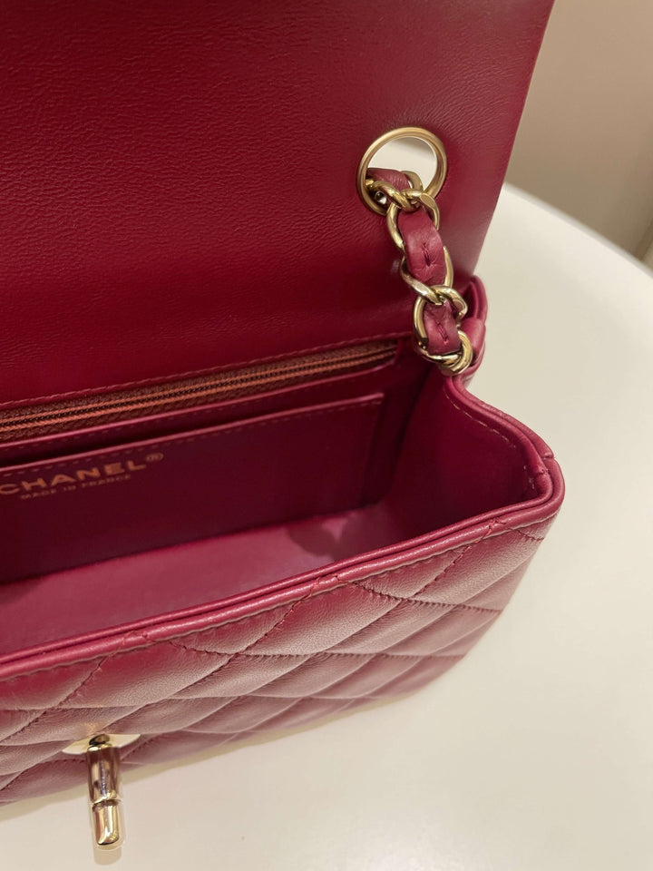 Chanel 22A Quilted Mini Rectangular Burgundy Lambskin