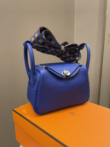 Hermes Mini Lindy Blue Royal Clemence