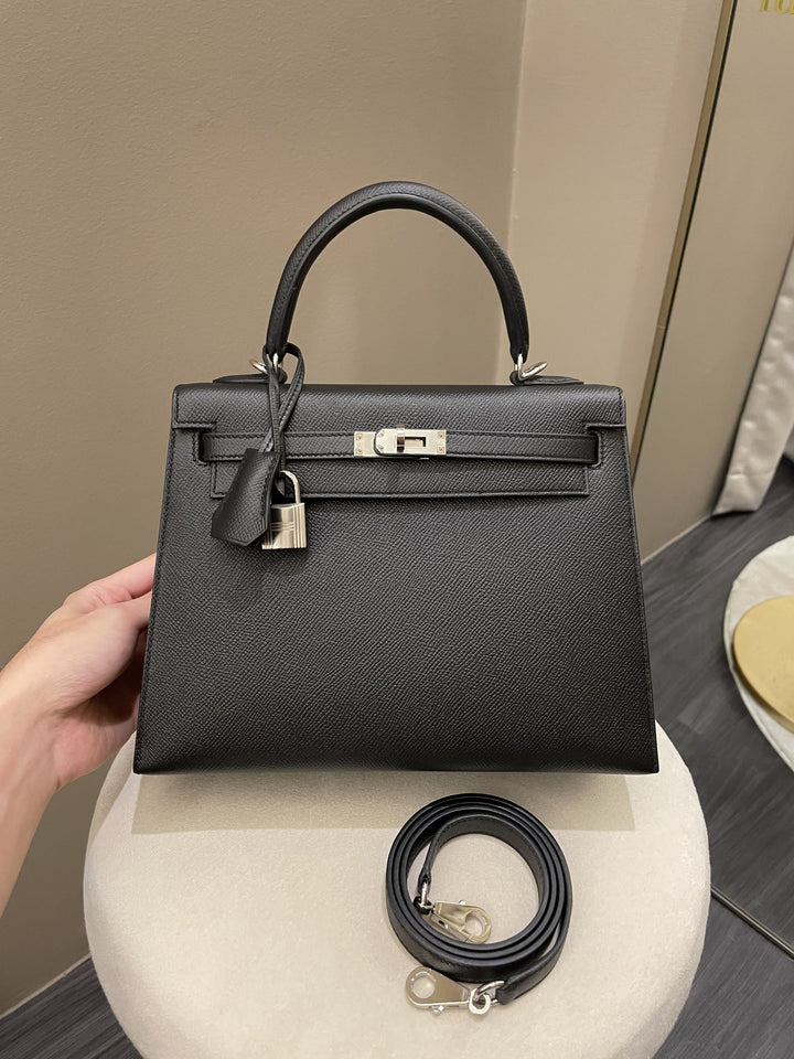 Hermes Kelly Sellier 25 Black Epsom