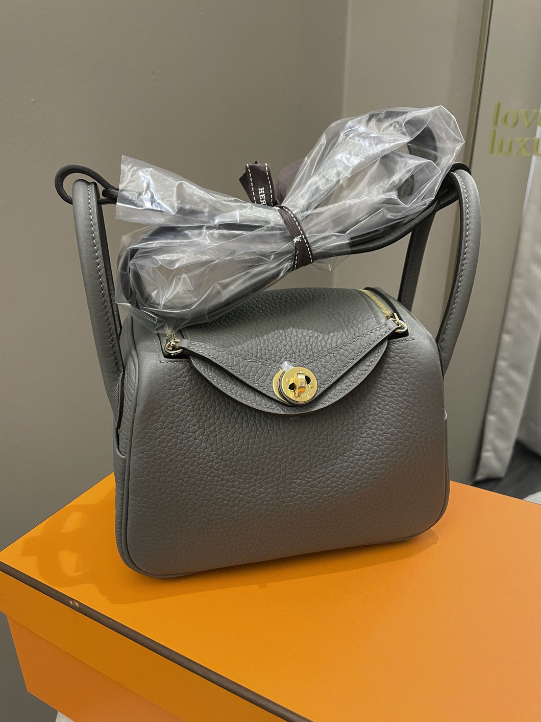 Hermes Mini Lindy Gris Meyer Clemence