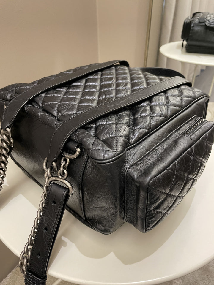 Chanel Quilted Casual Rock Backpack Black Aged Calf