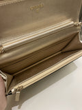 Chanel Quilted Wallet On Chain Black Satin / Gold Lambskin