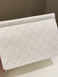 Chanel Pearl Chain Flap Bag White Stiff Lambskin