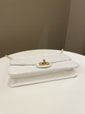 Chanel Pearl Chain Flap Bag White Stiff Lambskin