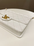 Chanel Pearl Chain Flap Bag White Stiff Lambskin
