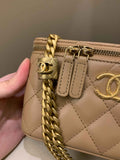 Chanel 22K Quilted Mini Crush Vanity Rectangular Dark Beige Lambskin