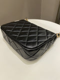 Chanel 22S Quilted Lacquered Chain Flap Bag Black Lambskin